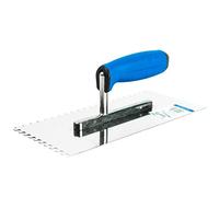 Toolty Stainless Steel Square Notched Trowel, Tiling Trowel, Plastering Trowel -270mm, 6x6mm - for Adhesive mortars - Rubber Handle, Tile, Tiling, Adhesive, DIY - TLTY-7106