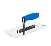 Toolty Stainless Steel Square Notched Trowel, Tiling Trowel, Plastering Trowel -270mm, 8x8mm - for Adhesive mortars - Rubber Handle, Tile, Tiling, Adhesive, DIY - TLTY-7108