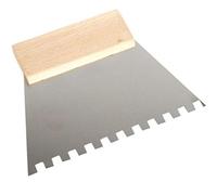 Toolty Steel Trowel, 250mm, 4x4mm Notch - Wooden Handle - for Adhesives, Mortars and Tiles - DIY - TLTY-0933
