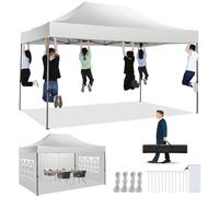 TOOLUCK Folding Gazebo 3x4.5 with 4 Side Panels, Waterproof, Stable, Foldable, Outdoor, UV Protection 50+, White