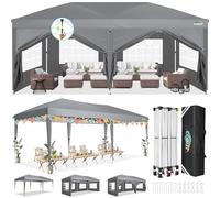 TOOLUCK Gazebo Waterproof Stable Winterproof Folding Gazebo with Side Panels Pop Up Foldable Party Tent UV Protection 50+ Height Adjustable Pop Up Garden Gazebo for Beach Wedding Camping