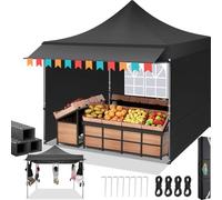 TOOLUCK Pop Up Folding Gazebo 3x3m Waterproof UV Protection 50+ Garden Tent Party Tent Folding Tent for Beach Festival Camping Carry Bag with Wheels