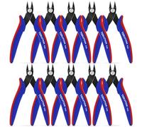 TOOLUTION 10 Pack Flush Wire Cutters - Small Diagonal Cut Pliers Side Cutter Snips Bulk - Micro Clippers for Cutting Zip Tie Model 3D Printer - Mini Nippers for Crafting Electrical Jewelry Making