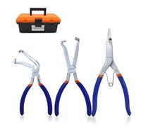 TOOLUTION 3Pcs Electrical Disconnect Pliers Set, 8" Straight/Angled Connector & 9" Lock Ring Pliers for Automotive Electrical Repairs, Fuel Injectors, Sensors, and Mechanical Maintenance