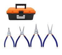 TOOLUTION 4-Piece Circlip Pliers Set with Tool Box - 7-Inch Internal External Snap Ring Pliers Kit with Straight, Bent Jaws, C Clip Pliers for Lock Rings, Heavy Duty 45 Steel, Full Electroplated