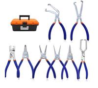 TOOLUTION 8-Piece Hose Clamp, Fuel Line, Electrical Disconnect Snap Ring Pliers Kit with Internal External Circlip Pliers, C Clip, Lock Ring Tools, Heavy Duty 45Steel, Ergonomic Non-Slip Handles