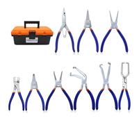 TOOLUTION 9-Piece Hose Clamp, Hose Clamp, Fuel Line, Electrical Disconnect & Snap Ring Pliers Kit with Internal/External Circlip Pliers, C Clip Lock Ring Tools, Ergonomic Non-Slip Handles