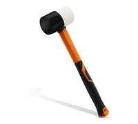 TOOLUTION Small Rubber Mallet Hammer Flooring Mallets 8oz | Soft Face Plastic Mallet for Paver Laminate Floor Woodworking - Non-marring Hammer with Fiberglass Handle- Black/White
