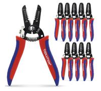 TOOLUTION Small Wire Strippers and Cutters for 10-22 AWG, 10 Pack, Handheld Electrical Wire Stripping Tool Set with Spring-Loaded Pliers and Safety Lock for Low Voltage Wires