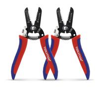 TOOLUTION Small Wire Strippers and Cutters for 10-22 AWG, 2 Pack, Handheld Electrical Wire Stripping Tool Set with Spring-Loaded Pliers and Safety Lock for Low Voltage Wires
