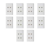 Toolvvik 10PCS Cat 6 Ethernet Wall Plate 4 Port Female to Female Compatible with Cat6/5/5e Removable Faceplate for Easy Install A