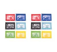 Toolvvik 12 Pack Colorful 3 Ring Zipper Pencil Pouch Fabric Pencil Case Sturdy AU Binder Pouch with Clear Window Suitable