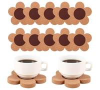 Toolvvik 12Pcs Flower Style Cork Coasters Set 4 Inches Thick Cork Drink Coasters Chamber Flower Shape Absorbent Coasters