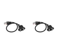 Toolvvik 2X, 1FT RJ45 Male to Female Screw Panel Mount Ethernet LAN Network Extension Cable