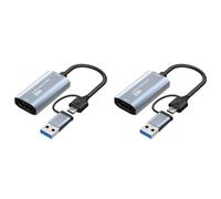 Toolvvik 2X 4K -Compatible to Type-C+USB Video Capture Card 1080P USB Computer Game Live Audio Video Capture Card 4K