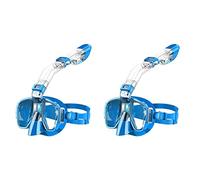 Toolvvik 2X Snorkel Mask Foldable Diving Mask Set with Dry and Camera Mount, Anti-Fog Snorkeling Gear-Blue