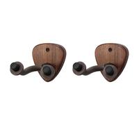 Toolvvik 2X Wall Mount Guitar Hanger Hook Wood Base Banjo Bass Acoustic Electric Guitar Neck Holder Stand with Picks Slot,B