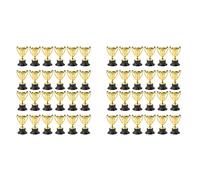 Toolvvik 48Pcs Golden Mini Award Trophy Prizes Decor Plastic Reward Prizes Kindergarten Kids Gift Awards Trophy with Black Base