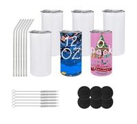 Toolvvik Pack of 6 12 Oz Sublimated Tumblers Blank, Insulated Stainless Steel Water Bottles with Lids and Straws for DIY Easy to Use
