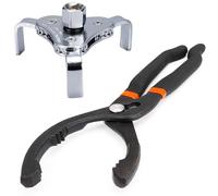 Toolwiz 2pcs Oil Filter Removal Tool 12'' Adjustable Oil Filter Pliers 64-115mm 3 Jaw Universal Oil Filter Wrench 64-116mm for 4S Shop Auto Repair Mechanic DIY Generator Small Engine