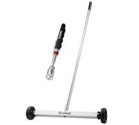 Toolwiz 43cm Rolling Magnetic Sweeper 4kg Pull Force, with Telescopic Magnetic Pick Up Tools with LED Light 3.6kg -Lightweight Pick-up Sweeper with Wheels for Nails, Screws & Metal Debris Workshop