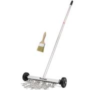 Toolwiz Magnetic Pick Up Sweeper 38cm 15-inch Heavy Duty Magnet Pickup Lawn Sweeper Roofing Tools, 4.53KG 10 Lbs Yard Tools with Telescoping Holder and Wheels to Clean Nails Adjustable Handle