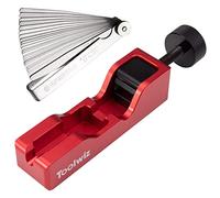 Toolwiz Spark Plug Gap Tool with 32 Blade Steel Feeler Gauge, Red | Gapping Tool, For 10mm 12mm 14mm 16mm Thread Spark Plugs, Valve Piston Adjustment Tool, with 0.001-0.04" Tapered Feeler Gauge