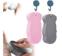 Toolye Body Scrubber, Magic Exfoliating Bath Sponge, Berosely Radiant Skin Sponge, Magic 3D Super Soft Exfoliating Bath Sponges, Highly Absorbent Design, Great for Adults and Children (Pink&Gray)