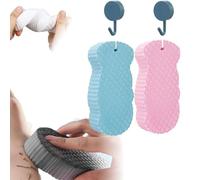 Toolye Body Scrubber, Magic Exfoliating Bath Sponge, Berosely Radiant Skin Sponge, Magic 3D Super Soft Exfoliating Bath Sponges, Highly Absorbent Design, Great for Adults and Children (Pink&Blue)