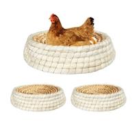 Toolzeen Chicken Nest for Chicken Coop, Handmade Woven Flat Base Straw - 2 Pack 15.5"x15.5"x3.5" Premium Laying Hen Nesting Pads (2 nest)