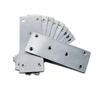 Toolzia 10pcs Flat Brackets for Wood,128 × 48 × 1.70mm Flat Joining Plates, Sleeper Bracket Heavy Duty, Stainless Steel Mending Plates for Repairing and Fixing Furniture(Silver)