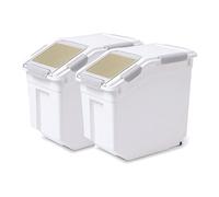 Toolzia 2 Pcs Rice Dispenser 10kg, Airtight Rice Storage Container Dry Food Dispenser Large Sealed Grain Containe (Grey)