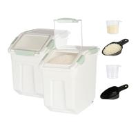 Toolzia 2 Pcs Rice Dispenser 10kg, Airtight Rice Storage Container Dry Food Dispenser Large Sealed Grain Containe (Cyan)