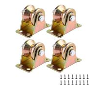 Toolzia 4Pcs V Groove Pulley Wheels, Heavy Duty Pulley Block 5mm with Bracket, Small Rigid Caster V Groove Track Roller for Sliding Gate, Outdoor, Fitness, Load Capacity 440 lbs/200kg