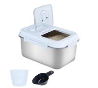 Toolzia Airtight Stainless Steel Food Storage Containers 9kg, Rice Storage Container Bin with Measuring Cup,Spoon, Kitchen and Pantry Canister for Rice, Flour,Sugar(Silver,20lb)
