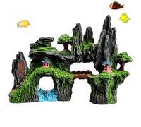 Toolzia Aquarium Mountain Rock Ornament, Resin Fish Hideout Cave Decor, Artificial Aquarium Rock Cave Landscape Decoration for Freshwater & Saltwater Fish Tank