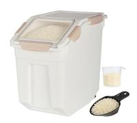 Toolzia Rice Dispenser 10kg with Scoop, Airtight Rice Storage Container Dry Food Dispenser Large Sealed Grain Containe Bin (Pink)