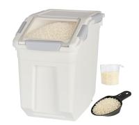 Toolzia Rice Dispenser 10kg with Scoop, Airtight Rice Storage Container Dry Food Dispenser Large Sealed Grain Containe Bin (Grey)