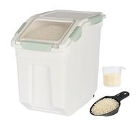 Toolzia Rice Dispenser 10kg with Scoop, Airtight Rice Storage Container Dry Food Dispenser Large Sealed Grain Containe Bin (Cyan)