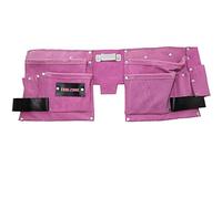 Toolzone 11 Pocket Pink Double Leather Tool Pouch Includes Tape/Hammer Holder
