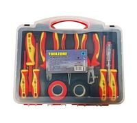 Toolzone 11Pc Vde Electricians Tool Kit, Screwdrivers, Plier 6" Long Nose, Side Cut & Wire Stripper.