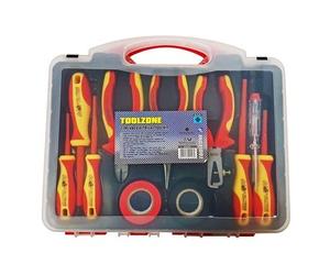 Toolzone 11Pc Vde Electricians Tool Kit, Screwdrivers, Plier 6" Long Nose, Side Cut & Wire Stripper.