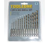 Toolzone 13Pc Titanium Coated Drills 1/4" Hex Shank