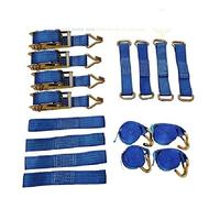 Toolzone 16pce CAR TRANSPORTER RATCHET TIE DOWN + WHEEL STRAPS SET with HOOKS