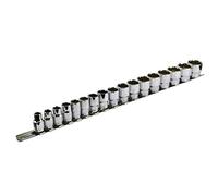 Toolzone 17Pc 3/8" Shallow Chrome Vanadium Sockets On Rail