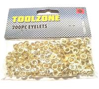 200PC Brass Eyelet Set 8MM Diameter / 4MM Inner TOOLZONE PL231