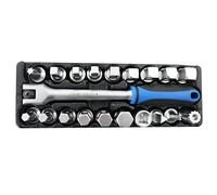 Toolzone 20pc Oil Drain Sump Plug Key Set Universal Hex Square Triangle 3/8 inch Drive