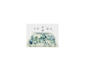 Toolzone 26pc Hose Clips In Plastic Storage Case - Set Clamps Jubilee Assorted - hose set clips 26pc clamps jubilee assorted plated zinc steel case