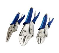 Toolzone 3 Piece Crv Locking Plier Set Soft Grip Handles Heavy-Duty Tools