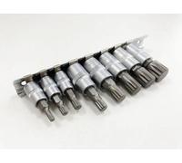 Toolzone 8Pc Spline Bit Socket Set 12 Point Triple Square Bits 1/4 & 3/8 Drive M4 - M16